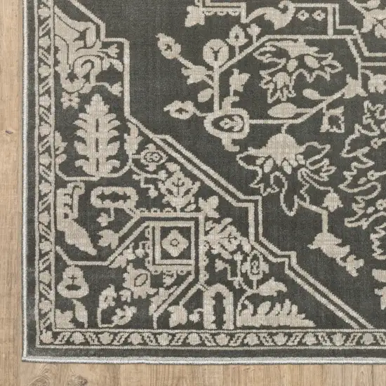 Gray And Light Gray Oriental Area Rug Photo 5