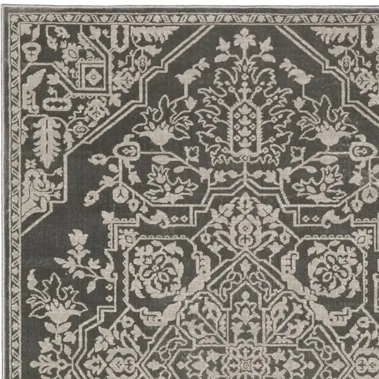 Gray And Light Gray Oriental Area Rug Photo 6