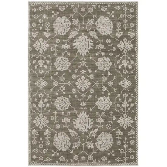 Gray And Light Gray Oriental Area Rug Photo 5