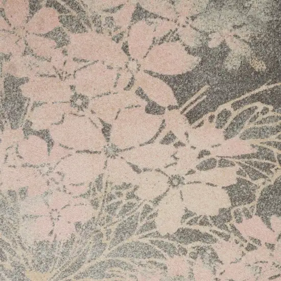 Gray And Pink Floral Area Rug Photo 6