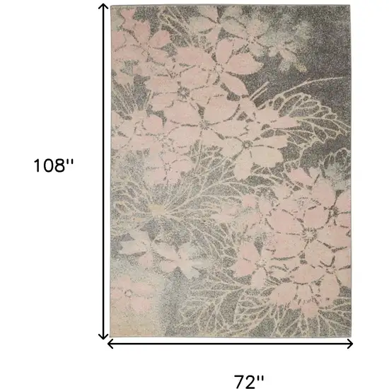 Gray And Pink Floral Area Rug Photo 3