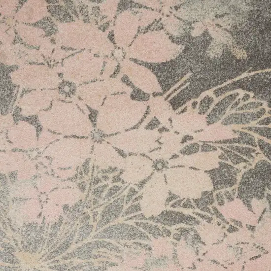 Gray And Pink Floral Area Rug Photo 6