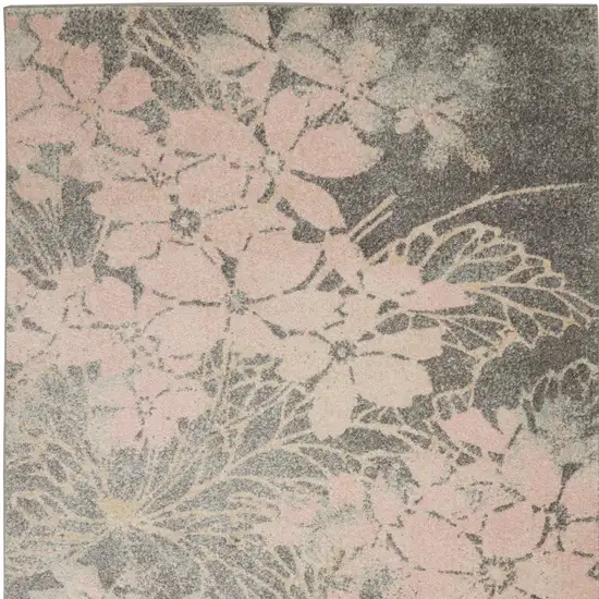 Gray And Pink Floral Area Rug Photo 7