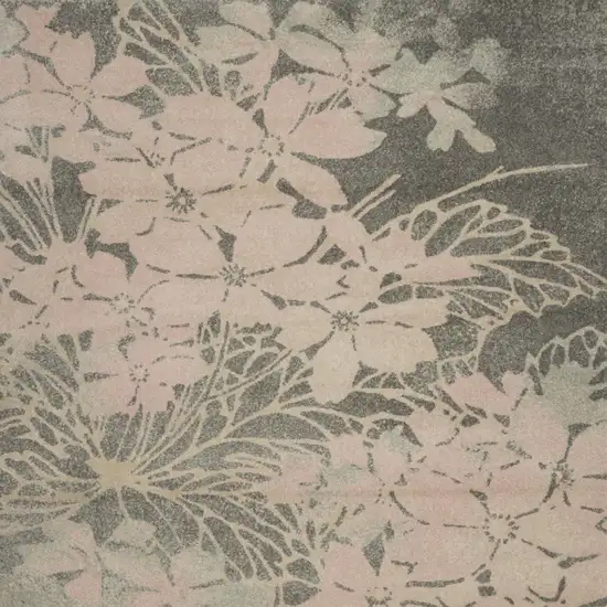 Gray And Pink Floral Area Rug Photo 5