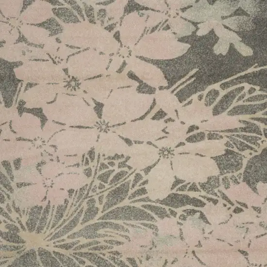 Gray And Pink Floral Area Rug Photo 4