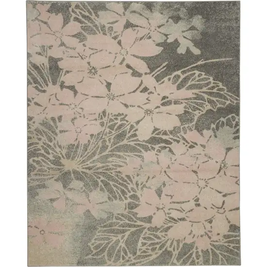 Gray And Pink Floral Area Rug Photo 2