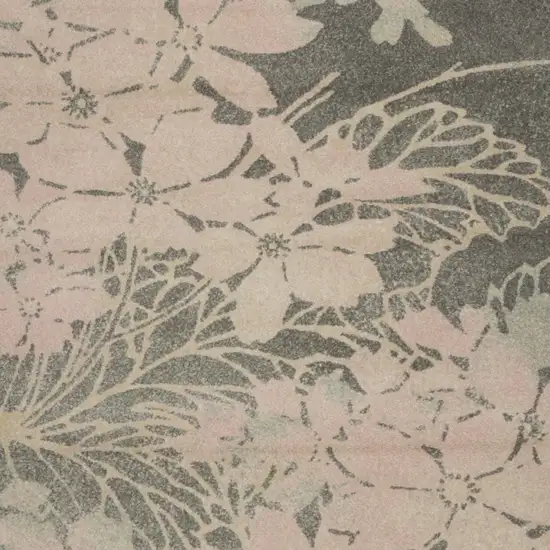 Gray And Pink Floral Area Rug Photo 4