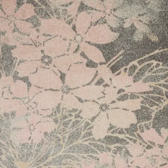 Gray And Pink Floral Area Rug Photo 6