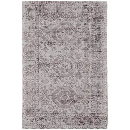 Gray And Purple Abstract Hand Woven Area Rug Photo 1