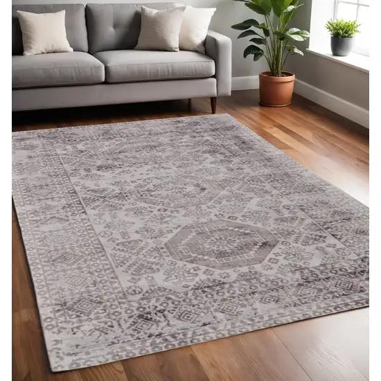 Gray Abstract Hand Woven Area Rug Photo 1