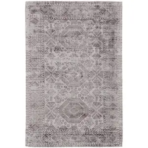 Photo of Gray And Purple Abstract Hand Woven Area Rug