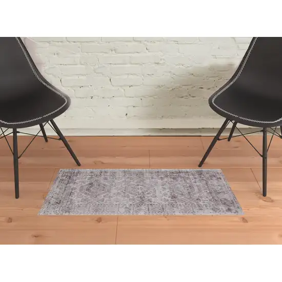 Gray And Purple Abstract Hand Woven Area Rug Photo 2