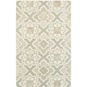 Photo of Gray And Sand Wool Geometric Hand Tufted Area Rug