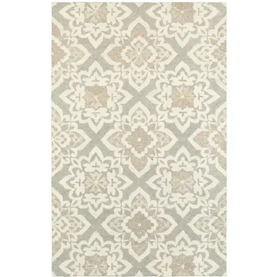 Gray And Sand Wool Geometric Hand Tufted Area Rug Photo 2