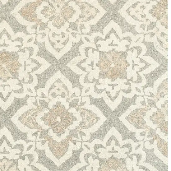 Gray And Sand Wool Geometric Hand Tufted Area Rug Photo 9