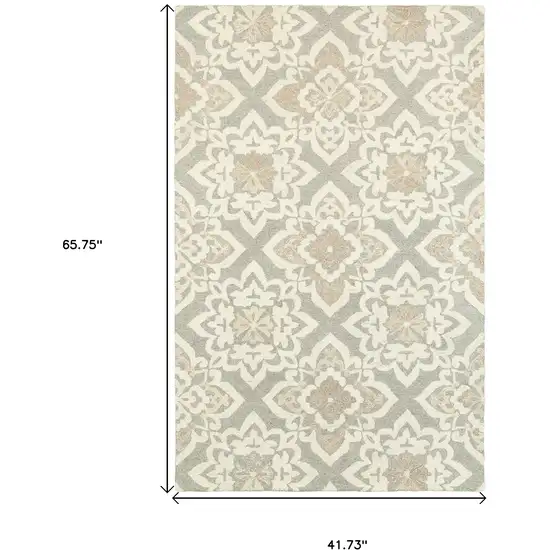 Gray And Sand Wool Geometric Hand Tufted Area Rug Photo 3