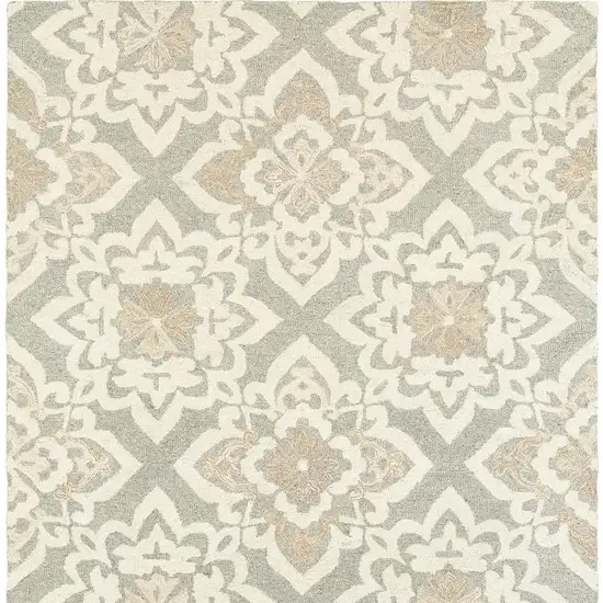 Gray And Sand Wool Geometric Hand Tufted Area Rug Photo 4