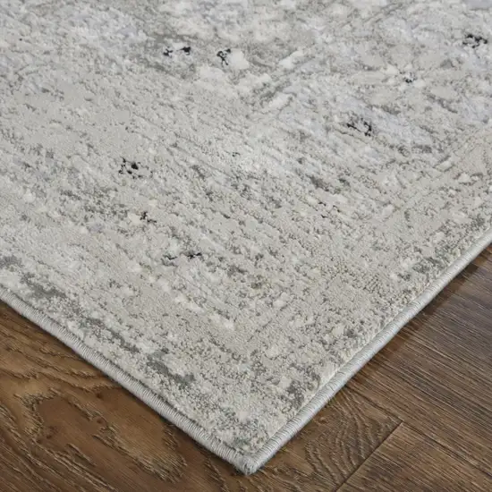 Gray And Silver Abstract Power Loom Distressed Area Rug Photo 3