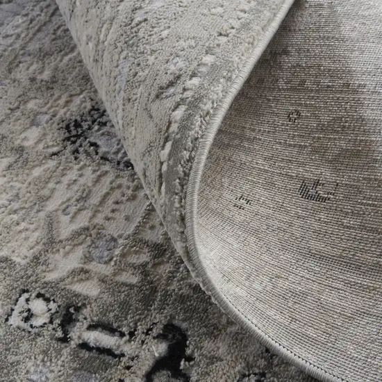 Gray And Silver Abstract Power Loom Distressed Area Rug Photo 8