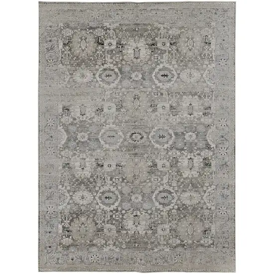 Gray And Silver Abstract Power Loom Distressed Area Rug Photo 1