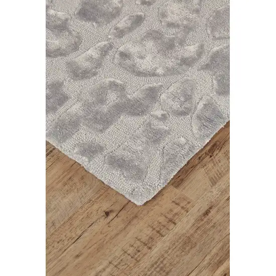 Gray And Silver Abstract Tufted Handmade Area Rug Photo 5