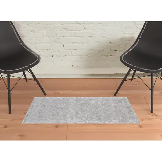 Gray And Silver Abstract Tufted Handmade Area Rug Photo 2