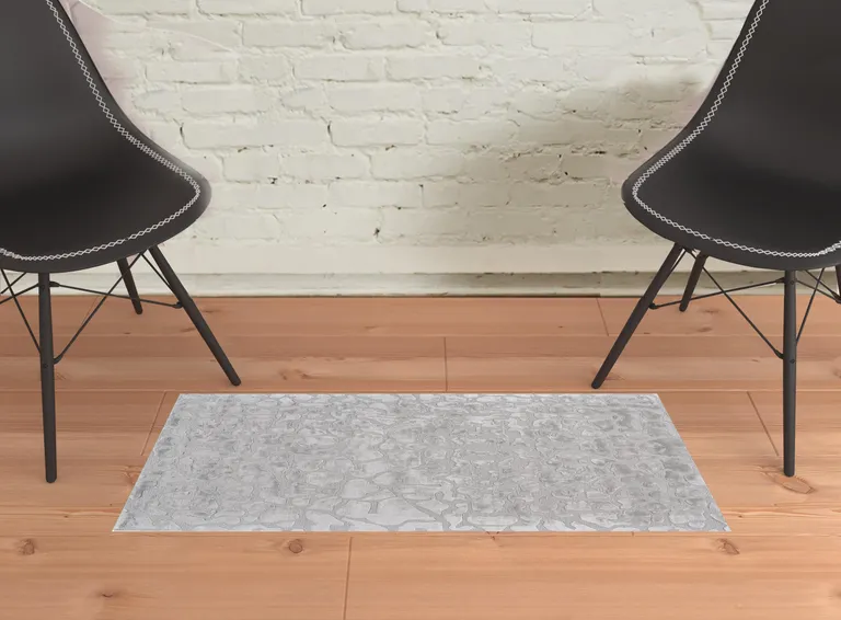 Gray And Silver Abstract Tufted Handmade Area Rug Photo 2