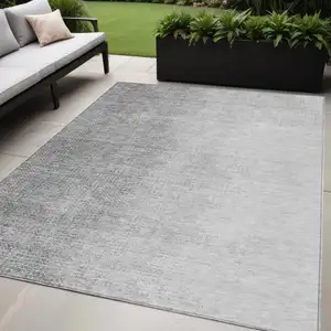 Photo of Gray And Silver Abstract Washable Indoor Outdoor Area Rug