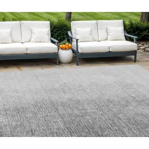 Photo of Gray And Silver Abstract Washable Indoor Outdoor Area Rug