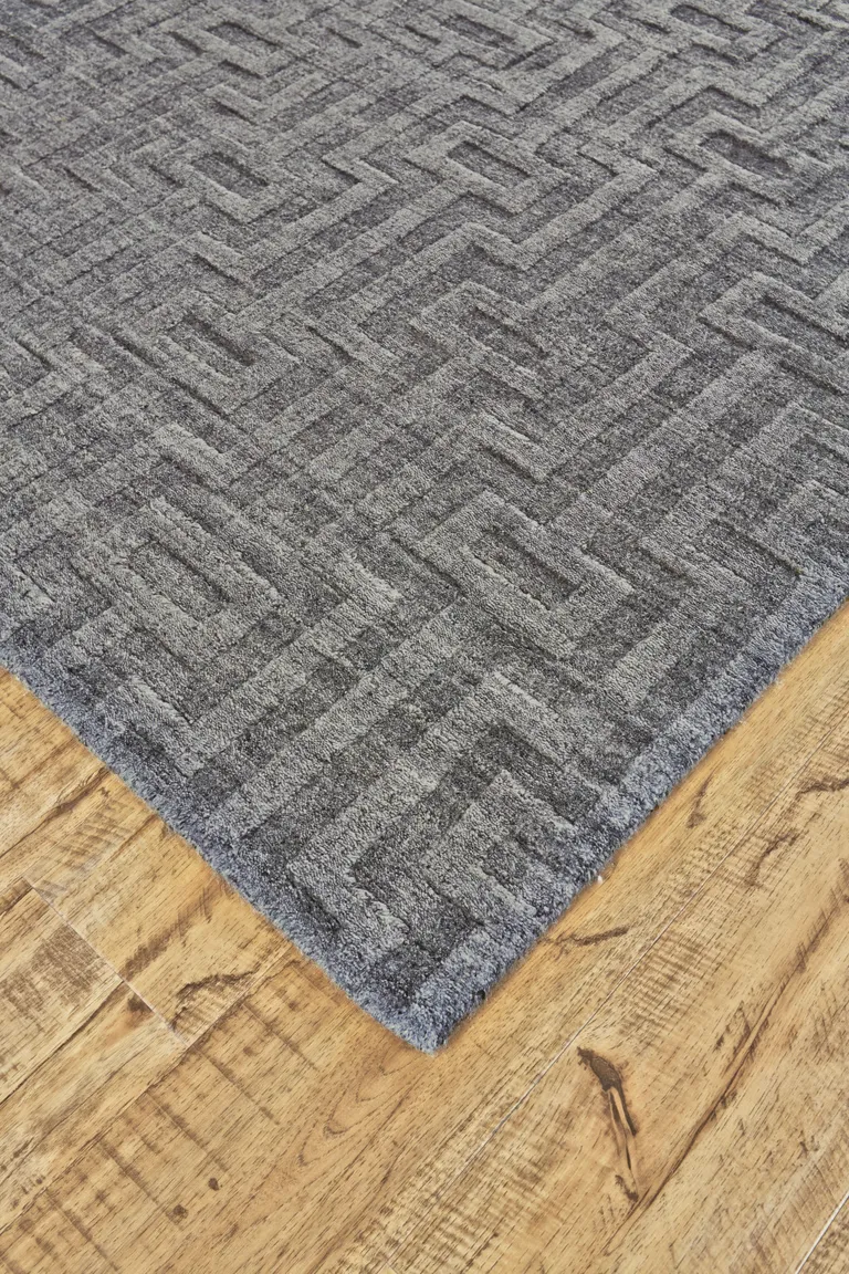 Gray And Silver Geometric Hand Woven Area Rug Photo 3