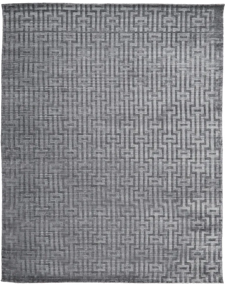 Gray And Silver Geometric Hand Woven Area Rug Photo 1