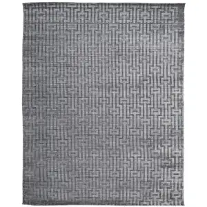 Photo of Gray And Silver Geometric Hand Woven Area Rug