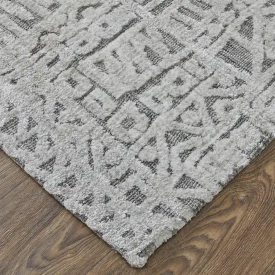 Gray And Silver Geometric Stain Resistant Area Rug Photo 3