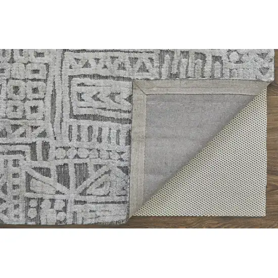 Gray And Silver Geometric Stain Resistant Area Rug Photo 4