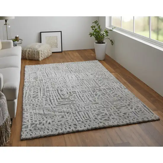 Gray And Silver Geometric Stain Resistant Area Rug Photo 6