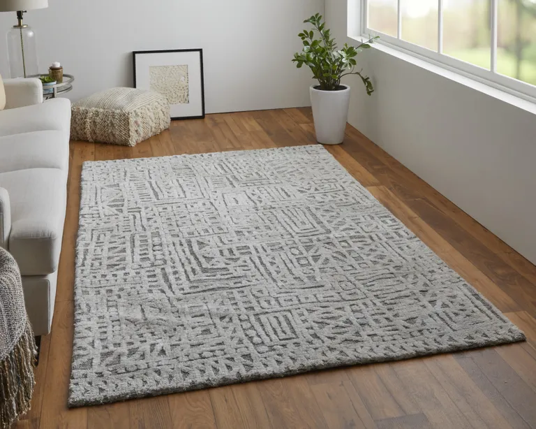 Gray And Silver Geometric Stain Resistant Area Rug Photo 4