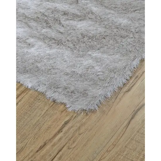 Gray And Silver Shag Handmade Area Rug Photo 2