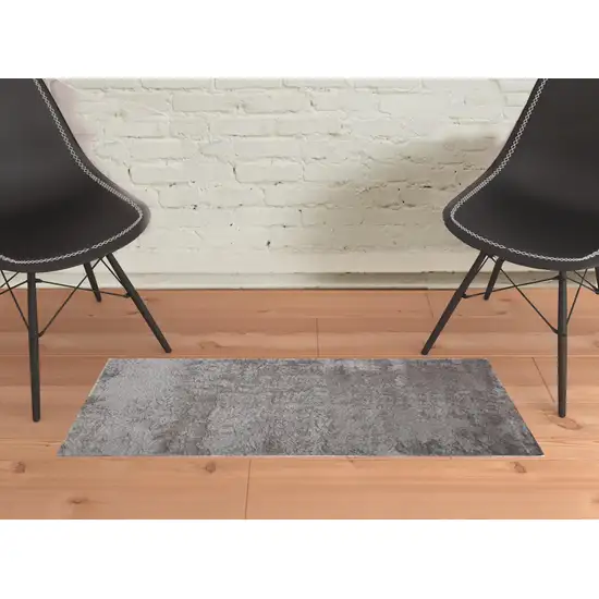 Gray And Silver Shag Tufted Handmade Area Rug Photo 2