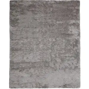 Photo of Gray And Silver Shag Tufted Handmade Area Rug