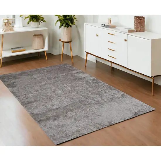 Gray And Silver Shag Tufted Handmade Area Rug Photo 1