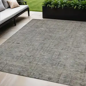 Photo of Gray And Silver Southwestern Washable Indoor Outdoor Area Rug