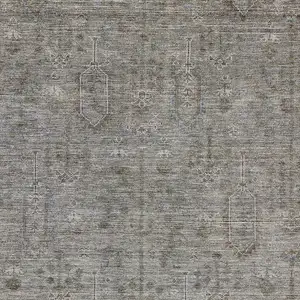 Photo of Gray And Silver Southwestern Washable Indoor Outdoor Area Rug