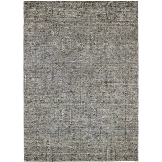 Gray And Silver Southwestern Washable Indoor Outdoor Area Rug Photo 2