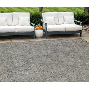 Photo of Gray And Silver Southwestern Washable Indoor Outdoor Area Rug