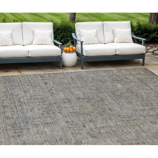 Gray And Silver Southwestern Washable Indoor Outdoor Area Rug Photo 1