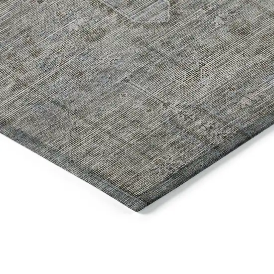 Gray And Silver Southwestern Washable Indoor Outdoor Area Rug Photo 5