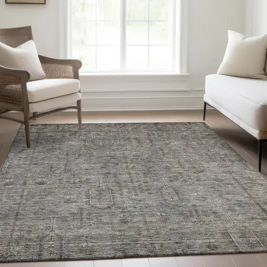 Gray And Silver Southwestern Washable Indoor Outdoor Area Rug Photo 9