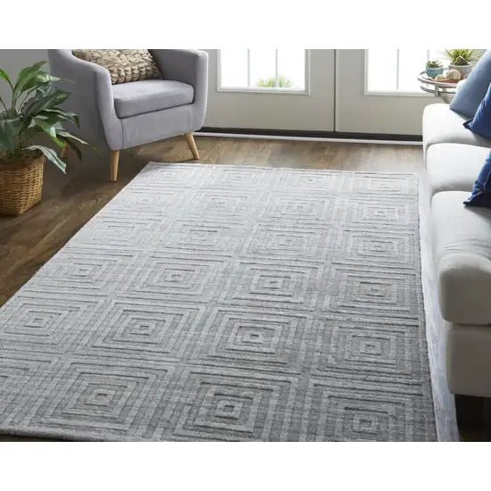 Gray And Silver Striped Hand Woven Area Rug Photo 9