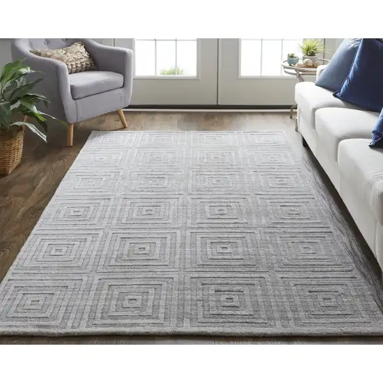 Gray And Silver Striped Hand Woven Area Rug Photo 8