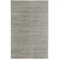 Photo of Gray And Silver Striped Hand Woven Area Rug